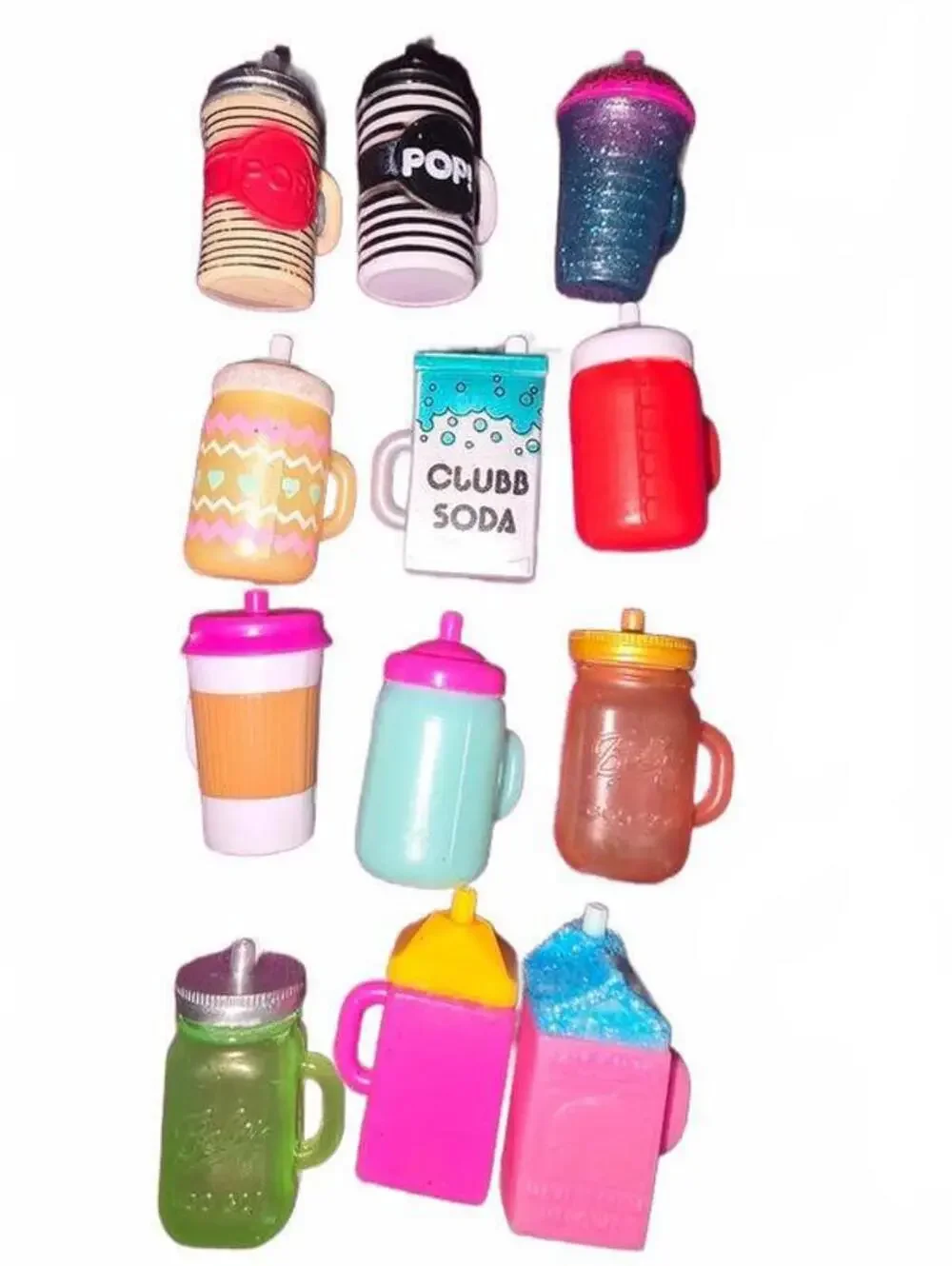 L.O.L. Surprise Doll Accessories - 12 Multi-Colored Drink Bottles and Containers